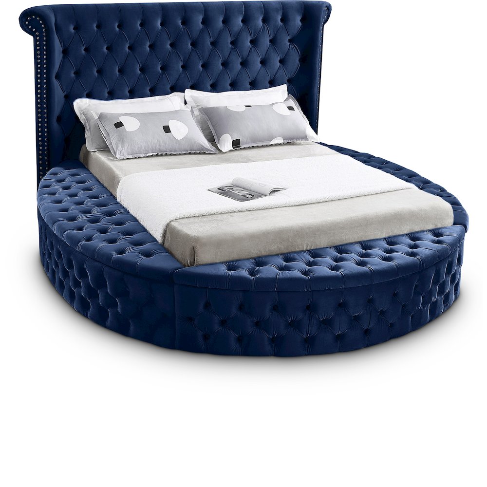 Luxus Navy Velvet Queen Bed