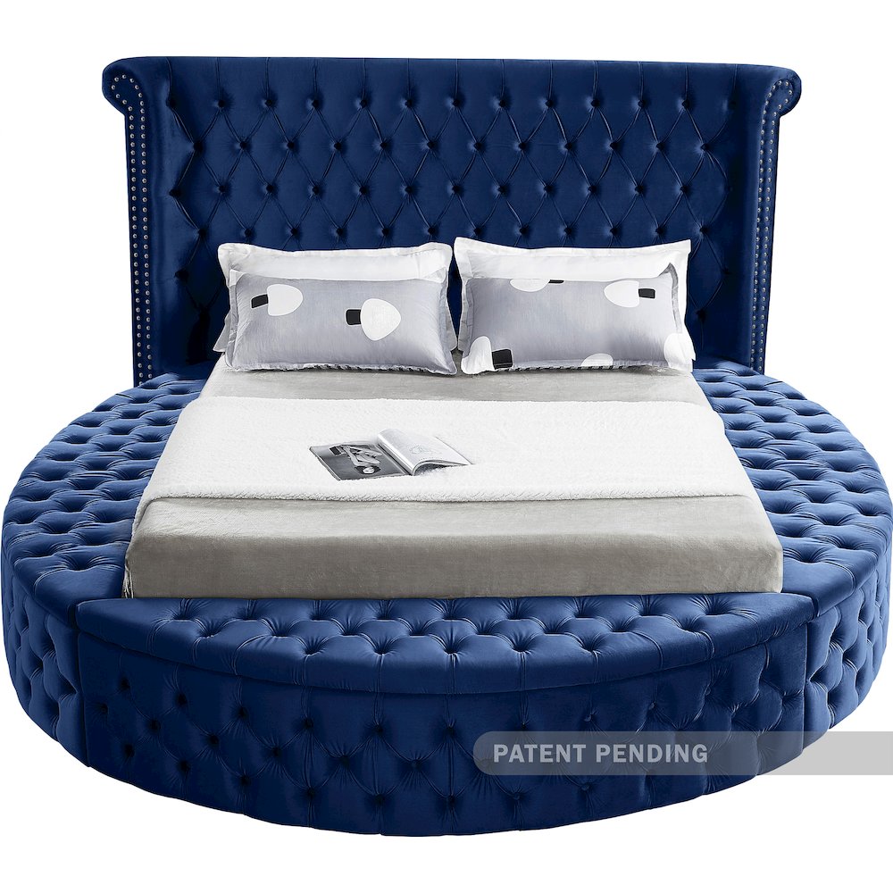 Luxus Navy Velvet Queen Bed