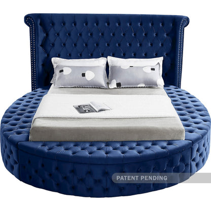 Luxus Navy Velvet Queen Bed