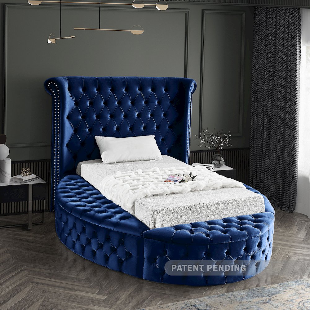 Luxus Navy Velvet Twin Bed