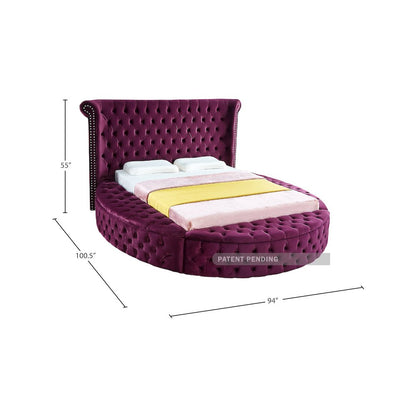 Luxus Purple Velvet Queen Bed