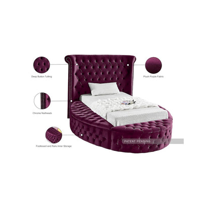 Luxus Purple Velvet Twin Bed