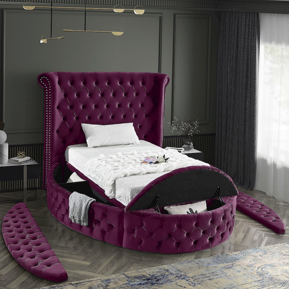 Luxus Purple Velvet Twin Bed