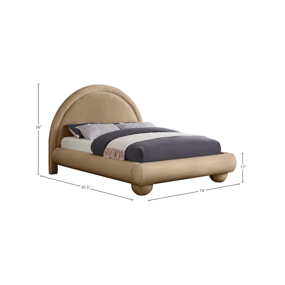 Madrid Beige Velvet Queen Bed