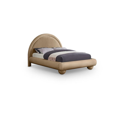 Madrid Beige Velvet Queen Bed