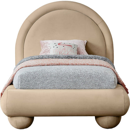 Madrid Beige Velvet Twin Bed