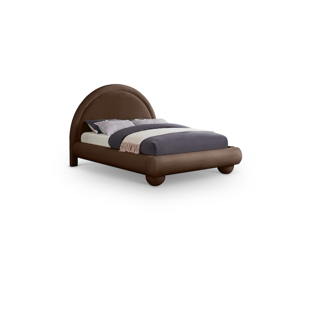 Madrid Brown Velvet Queen Bed