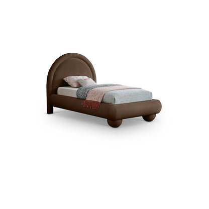 Madrid Brown Velvet Twin Bed