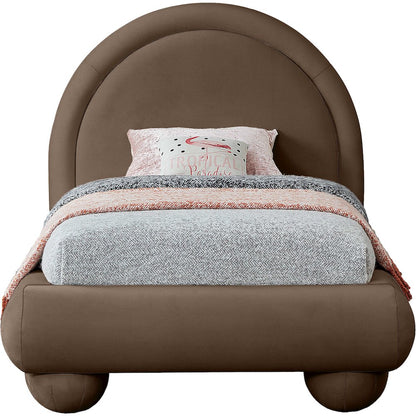 Madrid Brown Velvet Twin Bed