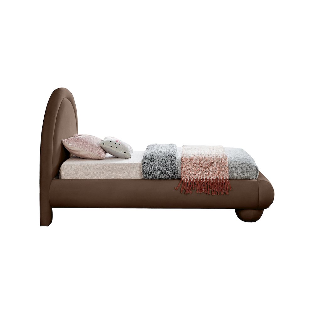 Madrid Brown Velvet Twin Bed