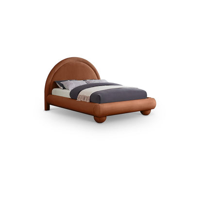 Madrid Cognac Velvet Queen Bed