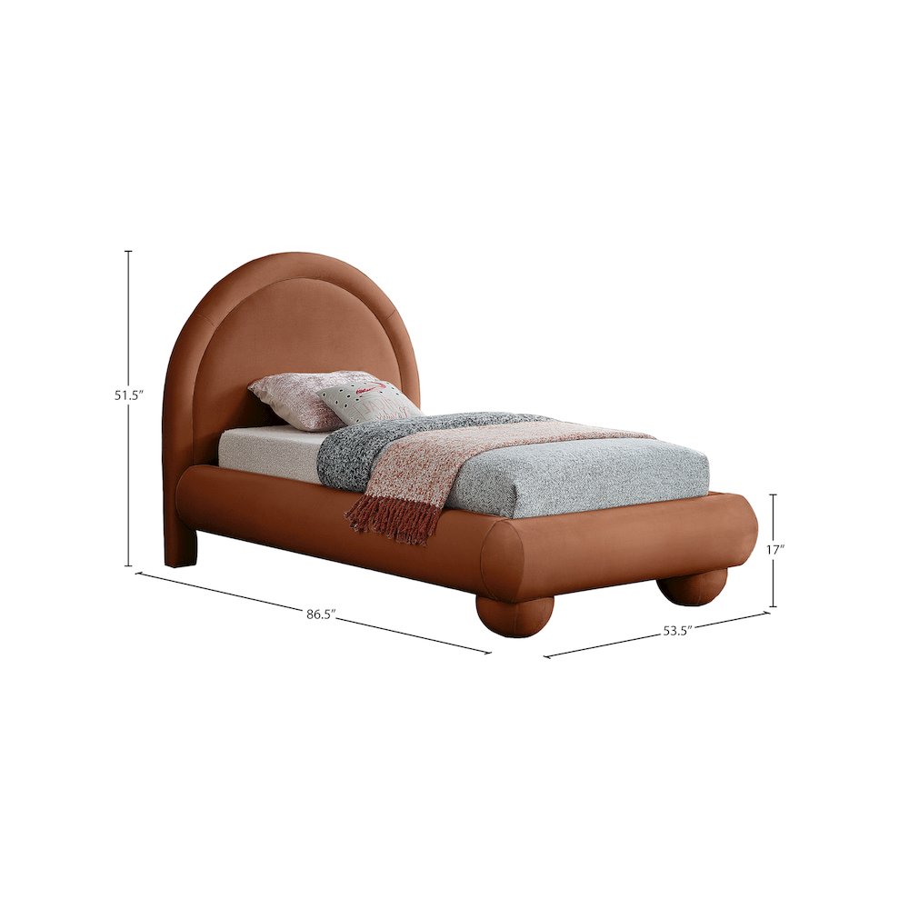 Madrid Cognac Velvet Twin Bed