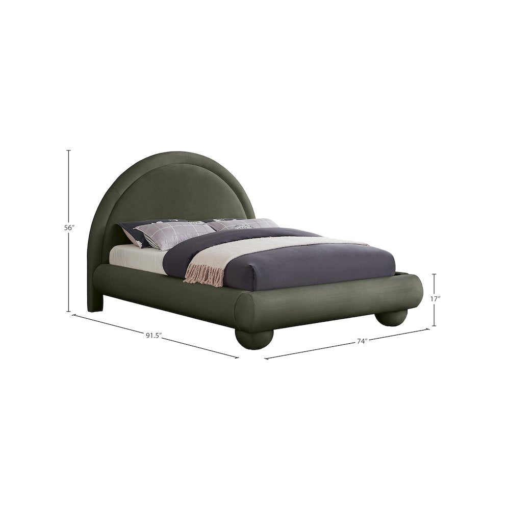 Madrid Green Velvet Queen Bed
