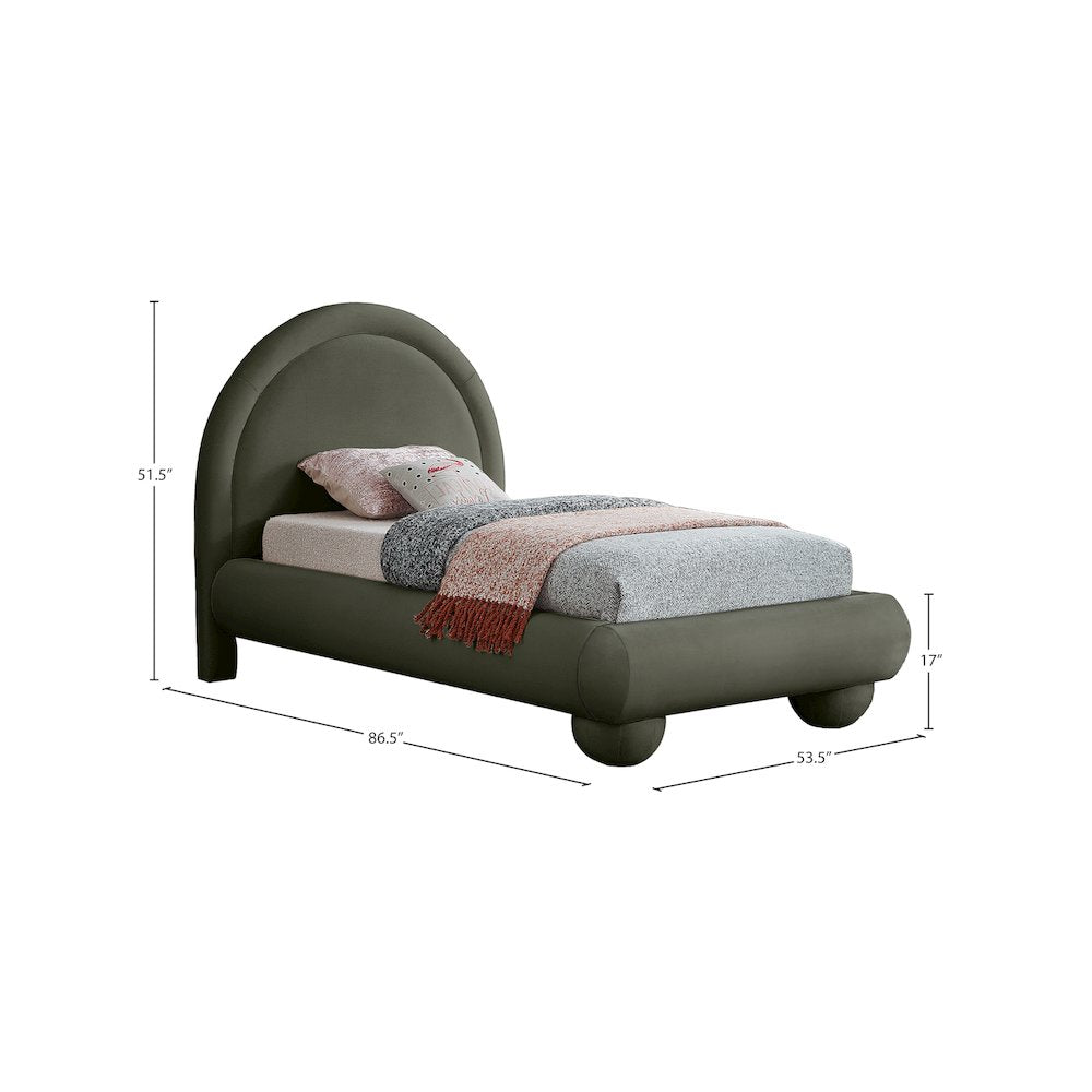 Madrid Green Velvet Twin Bed