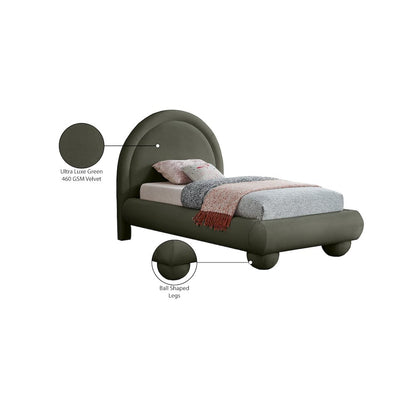 Madrid Green Velvet Twin Bed