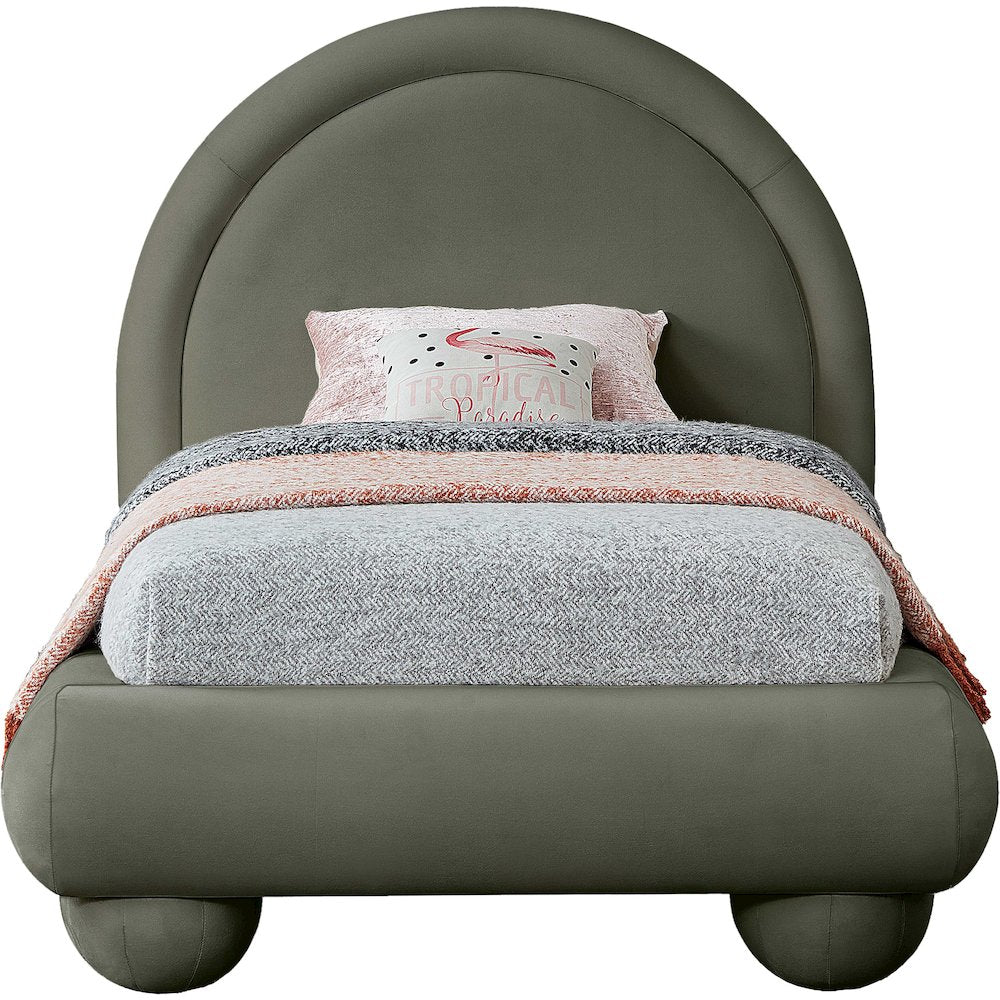 Madrid Green Velvet Twin Bed