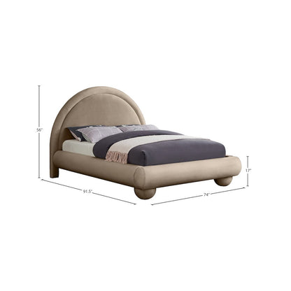 Madrid Taupe Velvet Queen Bed