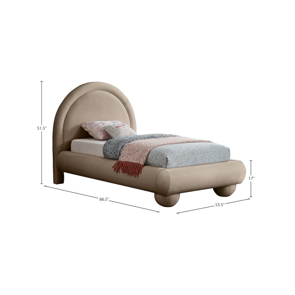 Madrid Taupe Velvet Twin Bed
