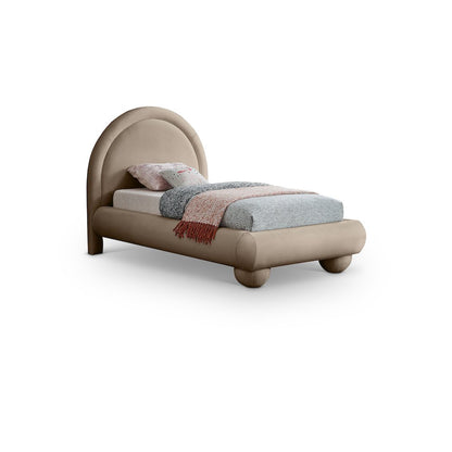 Madrid Taupe Velvet Twin Bed