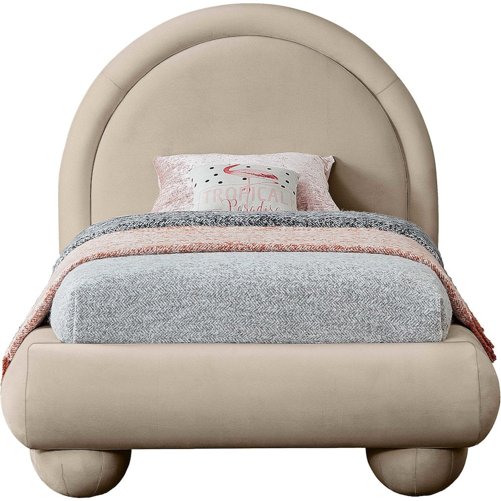 Madrid Taupe Velvet Twin Bed