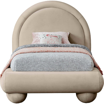 Madrid Taupe Velvet Twin Bed