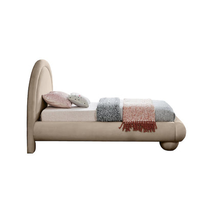 Madrid Taupe Velvet Twin Bed
