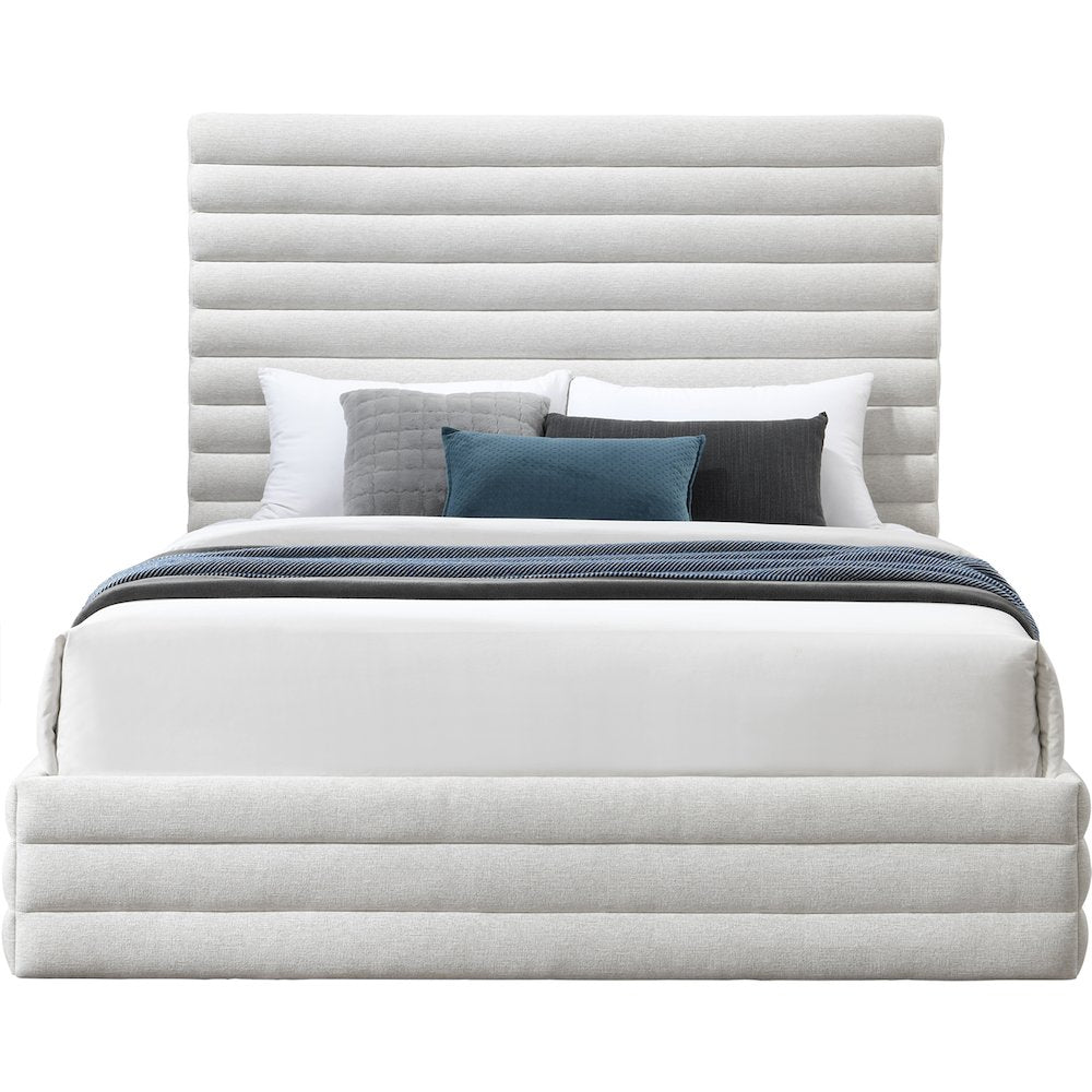 Maxwell Cream Linen Textured Fabric King Bed