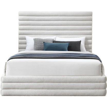 Maxwell Cream Linen Textured Fabric King Bed