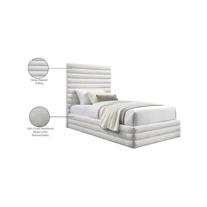 Maxwell Cream Linen Textured Fabric Twin Bed