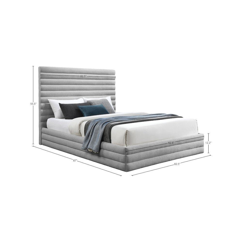 Maxwell Grey Linen Textured Fabric King Bed