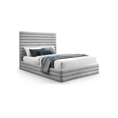 Maxwell Grey Linen Textured Fabric King Bed