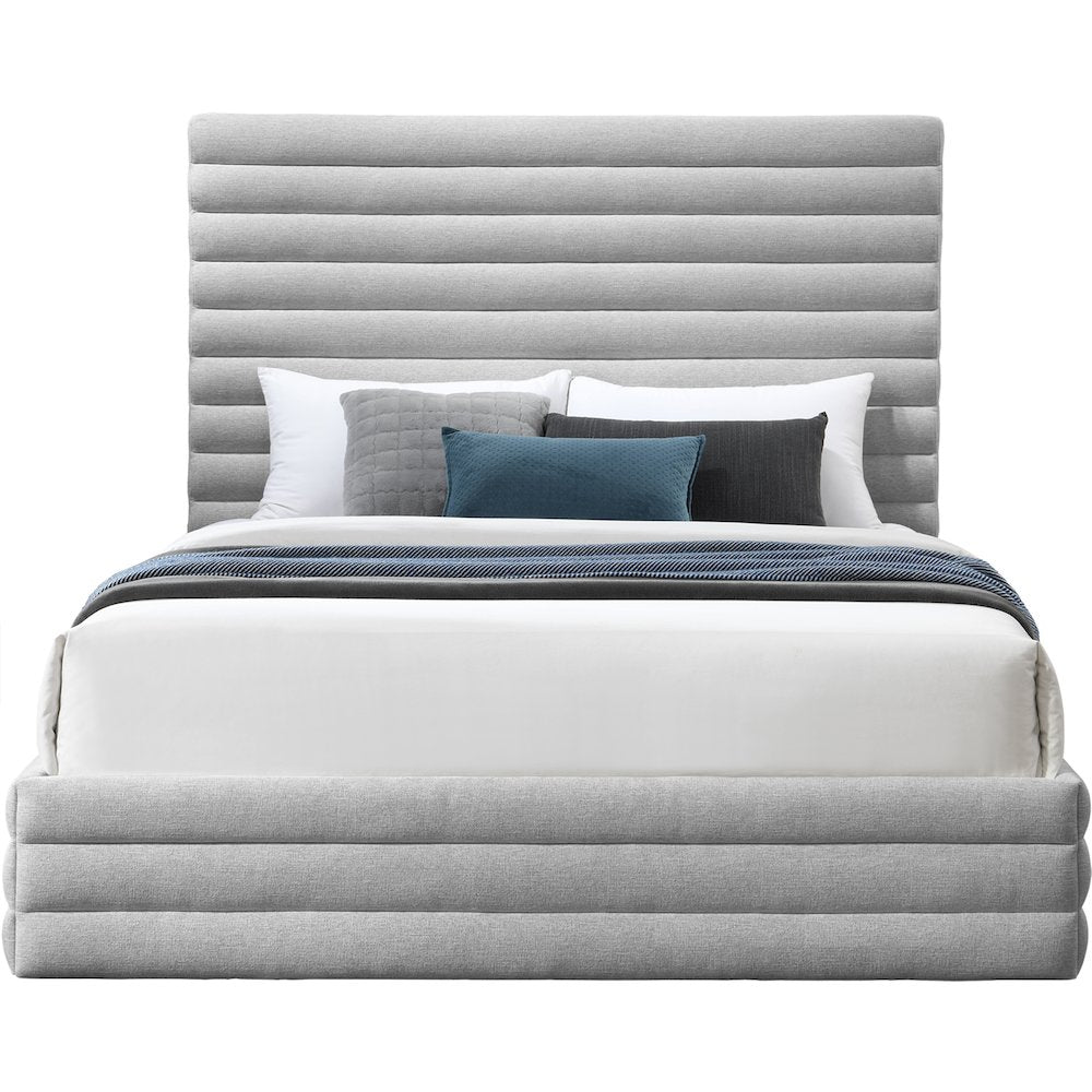 Maxwell Grey Linen Textured Fabric King Bed