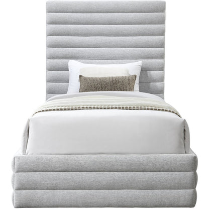 Maxwell Grey Linen Textured Fabric Twin Bed