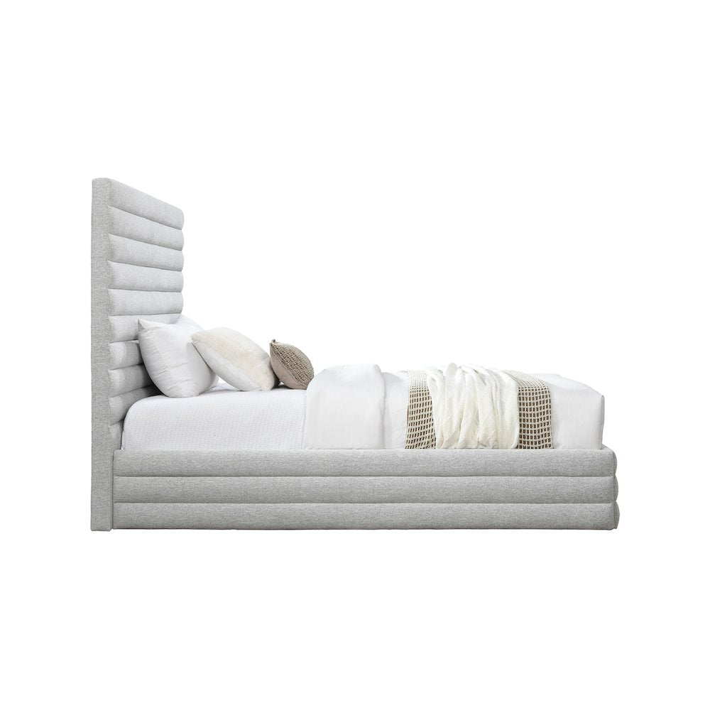 Maxwell Grey Linen Textured Fabric Twin Bed