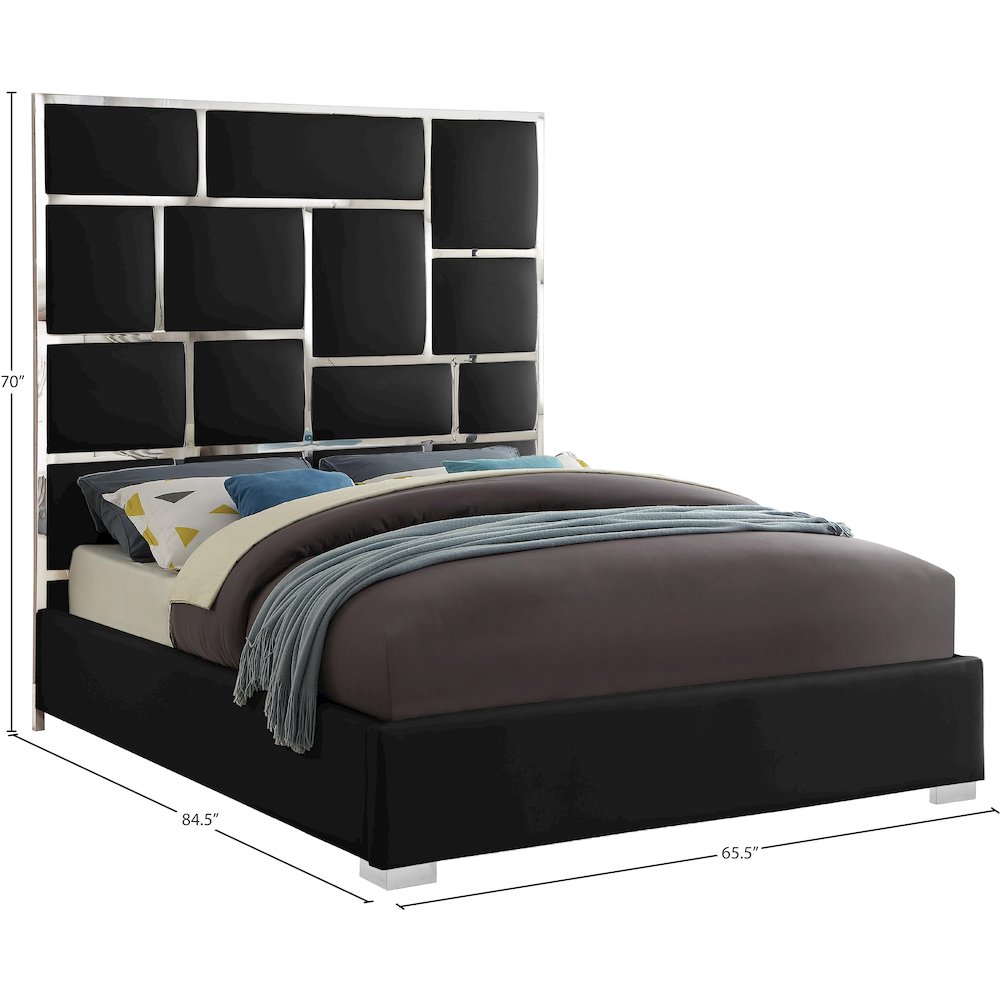 Milan Black Vegan Leather Queen Bed