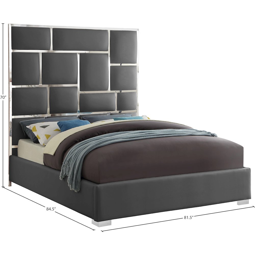 Milan Grey Vegan Leather King Bed