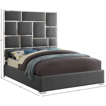 Milan Grey Vegan Leather King Bed