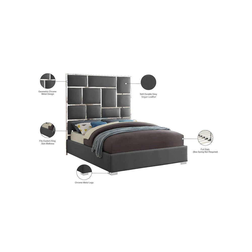 Milan Grey Vegan Leather King Bed