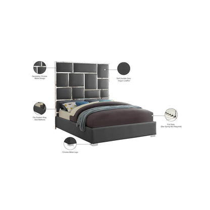 Milan Grey Vegan Leather King Bed