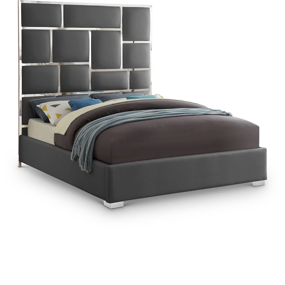 Milan Grey Vegan Leather King Bed