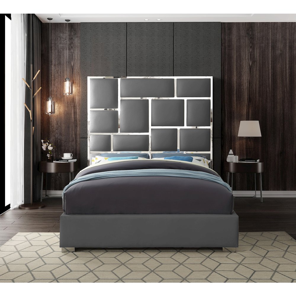 Milan Grey Vegan Leather King Bed
