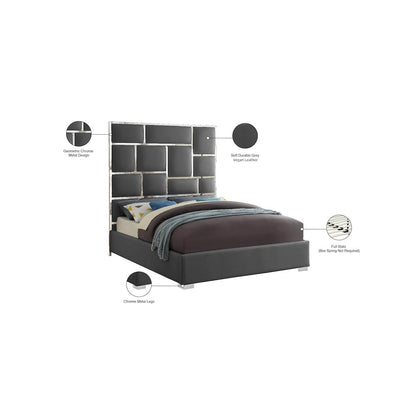 Milan Grey Vegan Leather Queen Bed