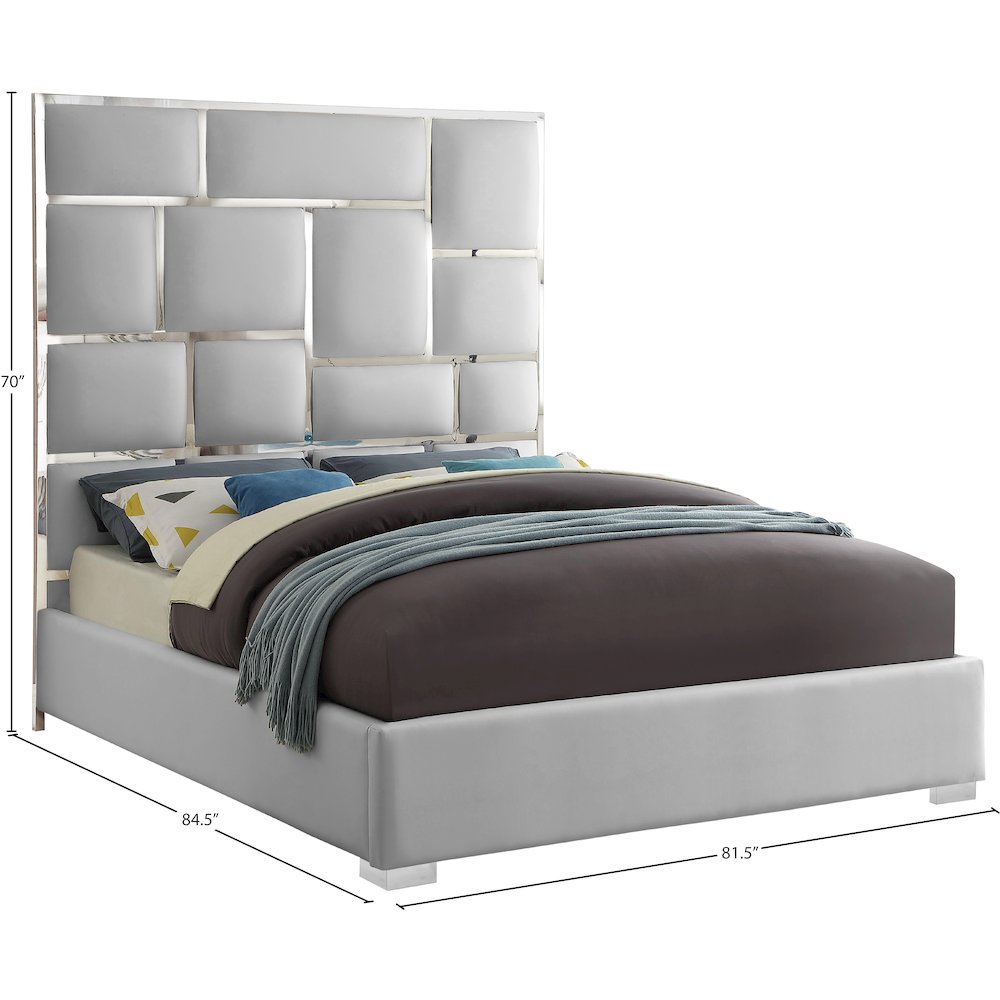 Milan White Vegan Leather King Bed