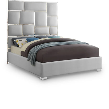 Milan White Vegan Leather King Bed