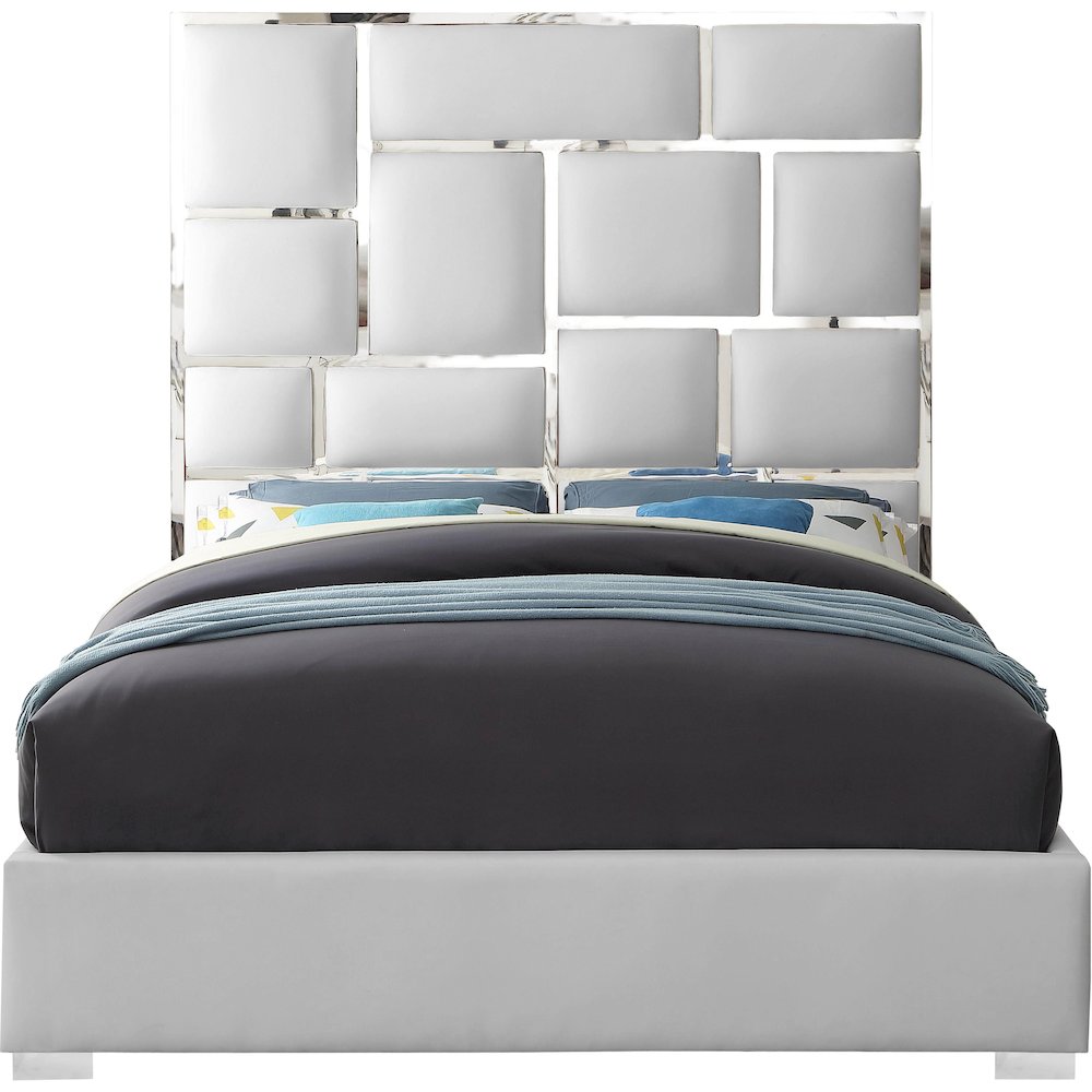 Milan White Vegan Leather Queen Bed