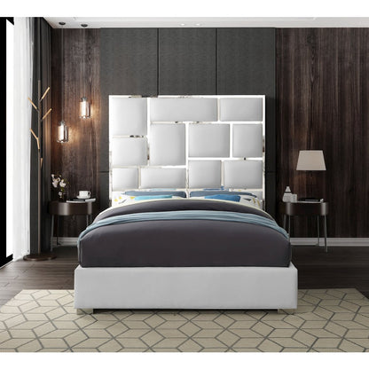 Milan White Vegan Leather Queen Bed