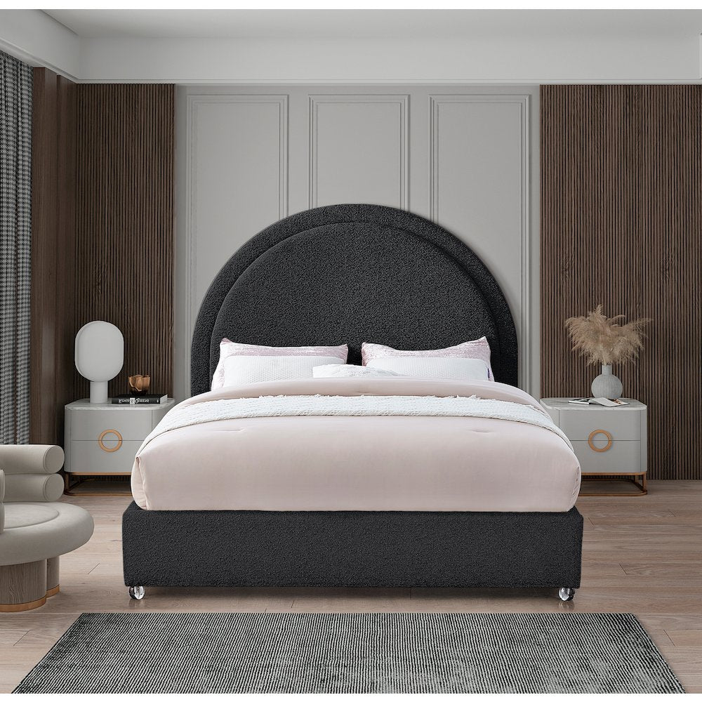Milo Black Fabric Queen Bed