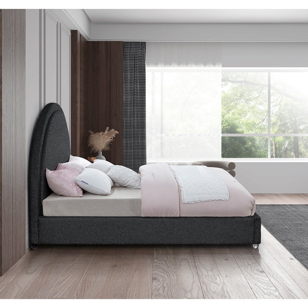 Milo Black Fabric Queen Bed