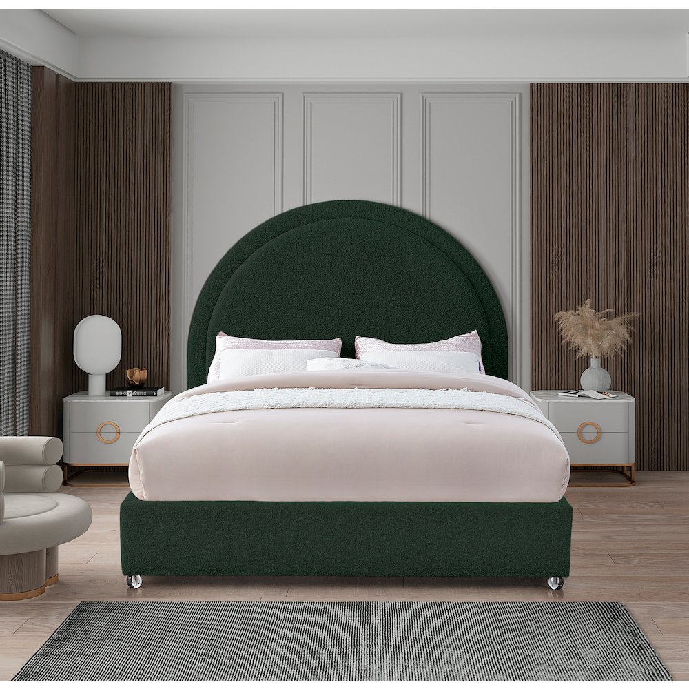 Milo Green Fabric King Bed
