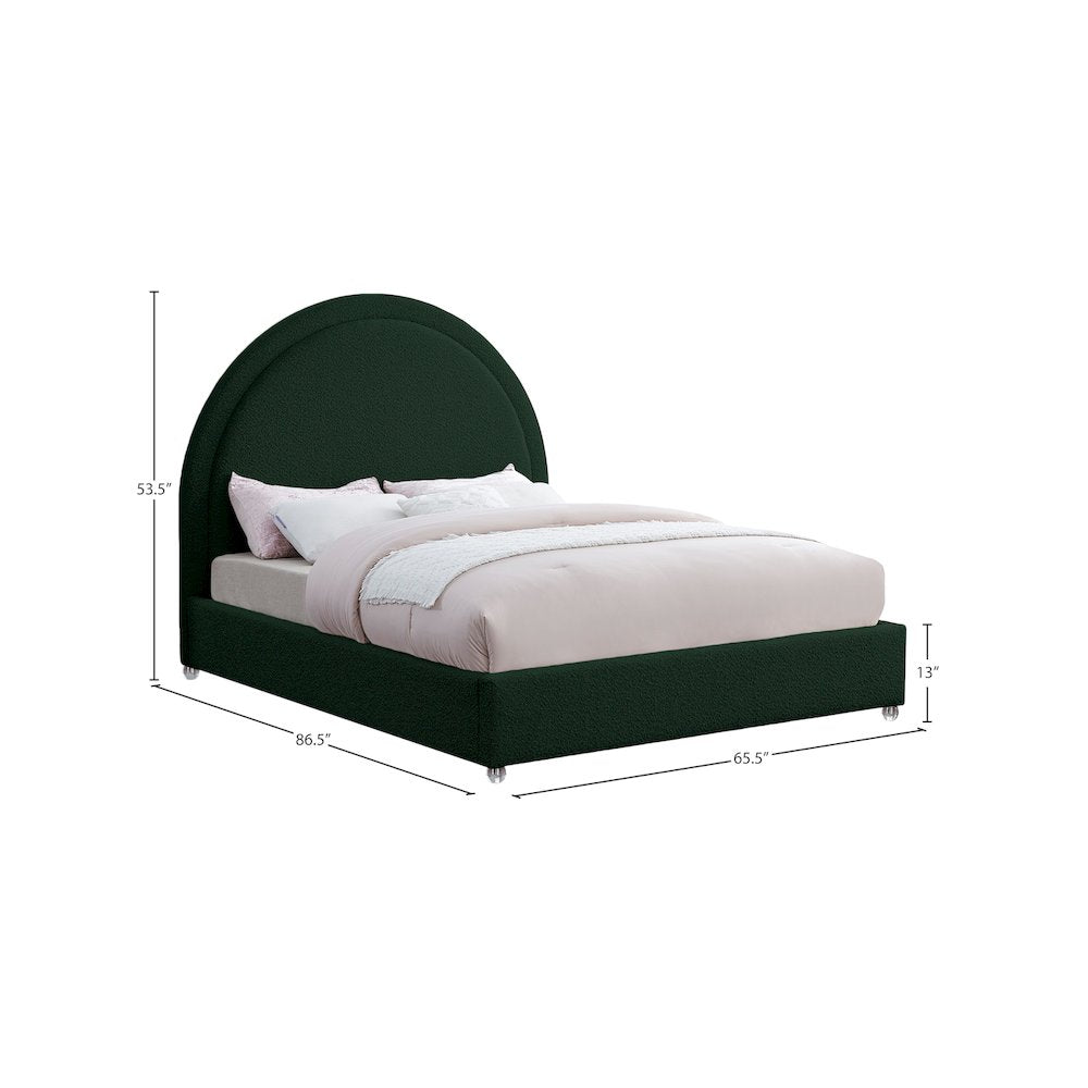Milo Green Fabric Queen Bed